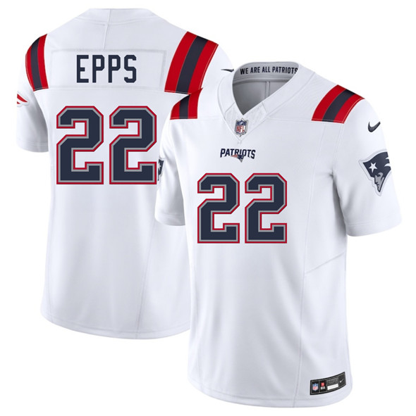 Men's New England Patriots #22 Marcus Epps White 2025 F.U.S.E. Vapor Limited Football Stitched Jersey