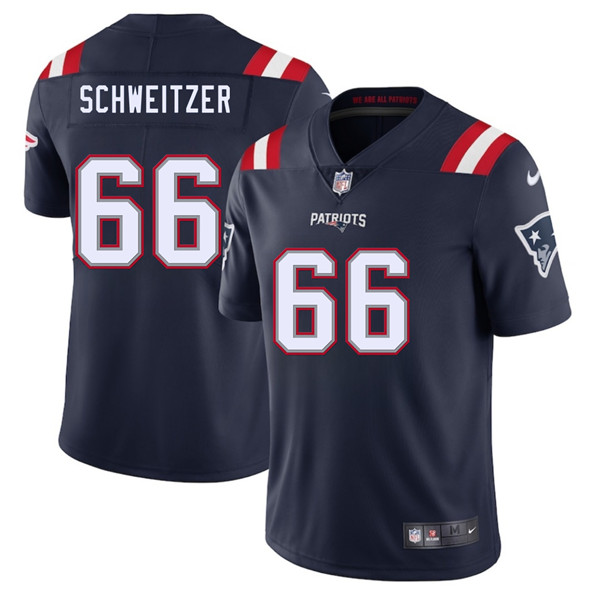 Men's New England Patriots #66 Wes Schweitzer Navy 2025 Vapor Limited Football Stitched Jersey