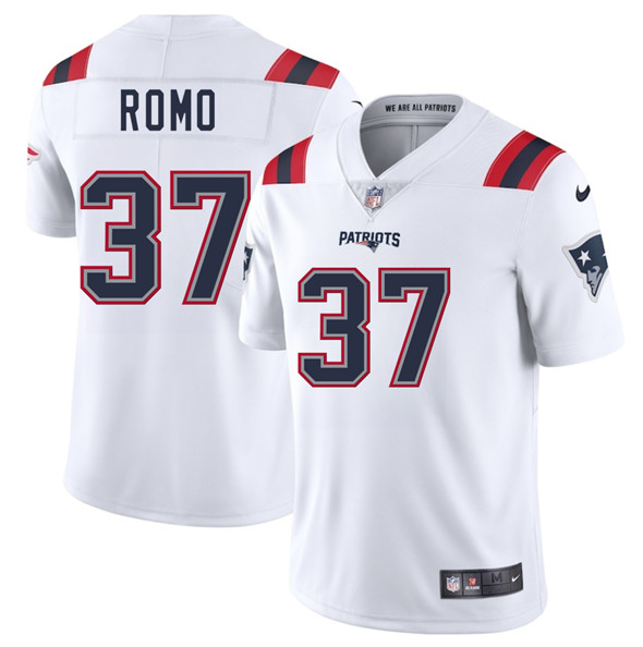 Men's New England Patriots #37 Parker Romo White 2025 Vapor Limited Football Stitched Jersey