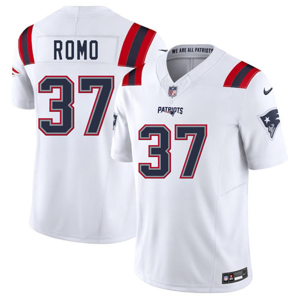 Men's New England Patriots #37 Parker Romo White 2025 F.U.S.E. Vapor Limited Football Stitched Jersey