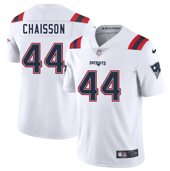 Men's New England Patriots #44 K'Lavon Chaisson White 2025 Vapor Limited Football Stitched Jersey