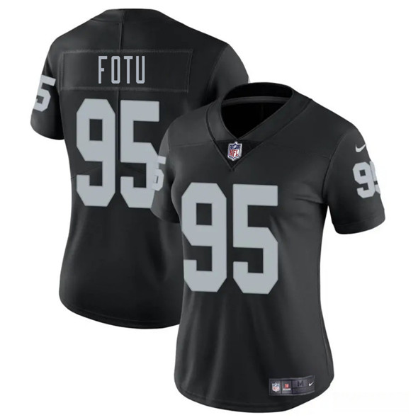 Women's Las Vegas Raiders #95 Leki Fotu Black 2025 Vapor Football Stitched Jersey(Run Small)