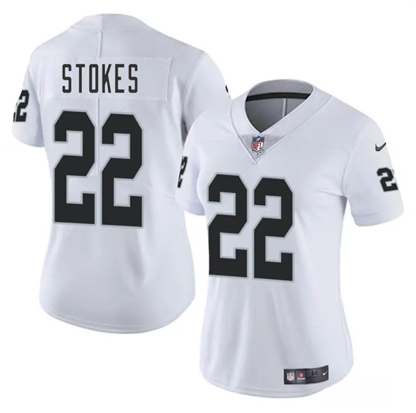 Women's Las Vegas Raiders #22 Eric Stokes White 2025 Vapor Football Stitched Jersey(Run Small)