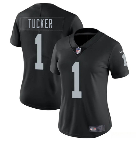 Women's Las Vegas Raiders #1 Tre Tucker Black 2025 Vapor Football Stitched Jersey(Run Small)