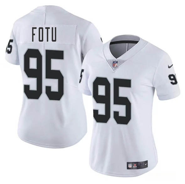 Women's Las Vegas Raiders #95 Leki Fotu White 2025 Vapor Football Stitched Jersey(Run Small)