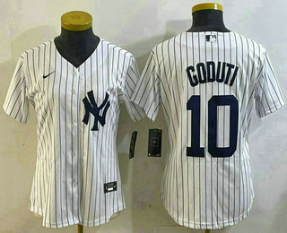 Women's New York Yankees #10 Goduti White Cool Base Stitched Jersey