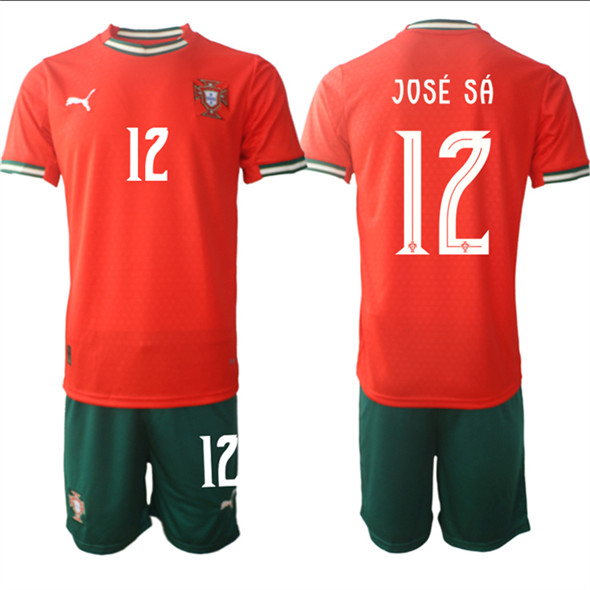 Men's Portugal Team #12 José Sa 2025 Red Home Soccer Jersey Suit