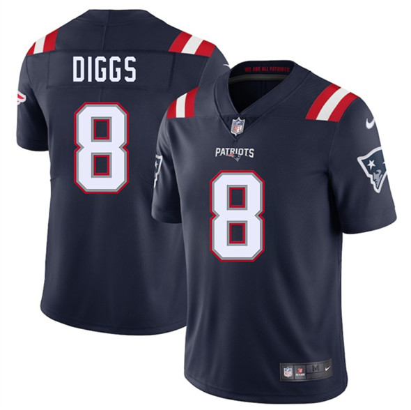 Men's New England Patriots #8 Stefon Diggs Navy 2025 Vapor Limited Football Stitched Jersey