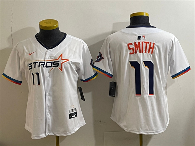 Women's Houston Astros #11 Cam Smith White 2025 City Connect Limited Stitched Baseball Jersey(Run Small)