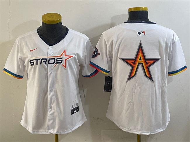 Women's Houston Astros Team Big Logo White 2025 City Connect Limited Stitched Baseball Jersey(Run Small)