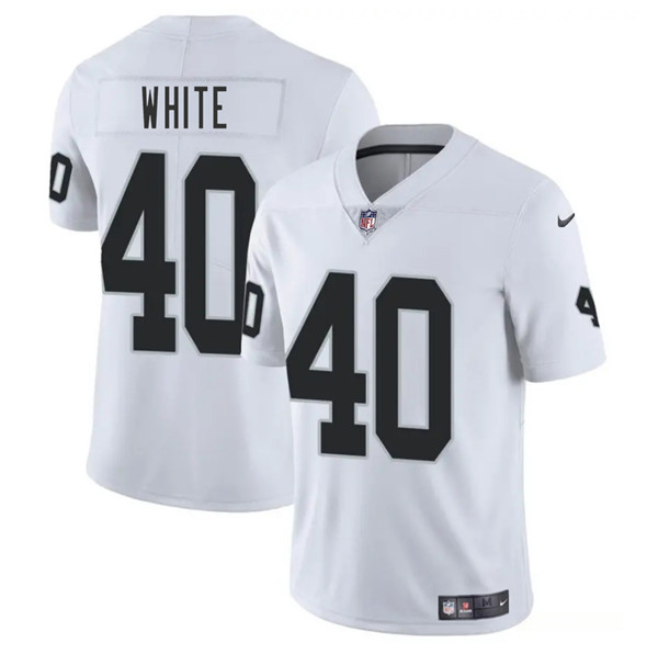 Men's Las Vegas Raiders #40 Devin White White 2025 Vapor Football Stitched Jersey