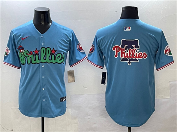 Men's Philadelphia Phillies Team Big Logo Light Blue Phanatic Limited Stitched Jersey