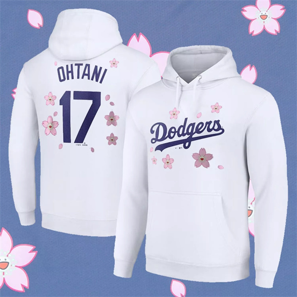 Men's Los Angeles Dodgers #17 Shohei Ohtani  White 2025 Tokyo Series Pullover Hoodie