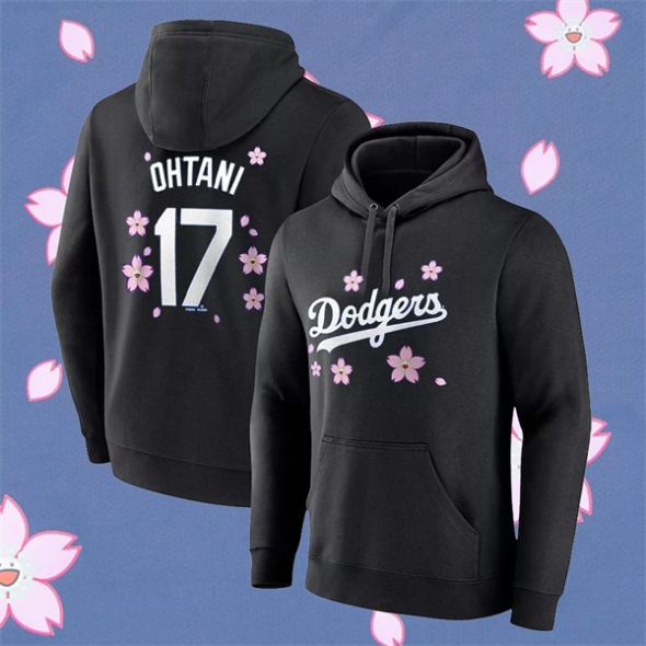Men's Los Angeles Dodgers #17 Shohei Ohtani  Black 2025 Tokyo Series Pullover Hoodie