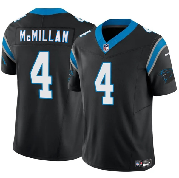 Men's Carolina Panthers #4 Tetairoa McMillan Black 2025 Draft F.U.S.E. Vapor Limited Football Stitched Jersey