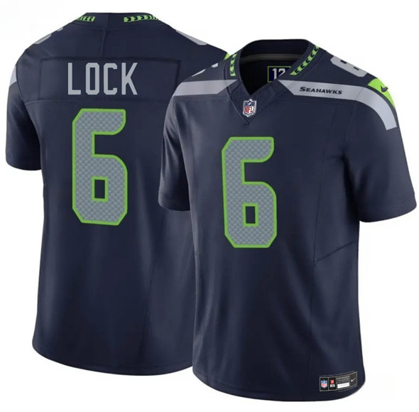 Men's Seattle Seahawks #6 Drew Lock Navy 2025 F.U.S.E. Vapor Limited Football Stitched Jersey