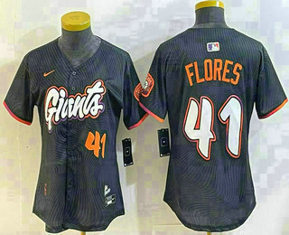 Women's San Francisco Giants #41 Wilmer Flores Number Black 2025 City Connect Limited Stitched Jersey