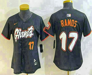 Women's San Francisco Giants #17 Heliot Ramos Number Black 2025 City Connect Limited Stitched Jersey