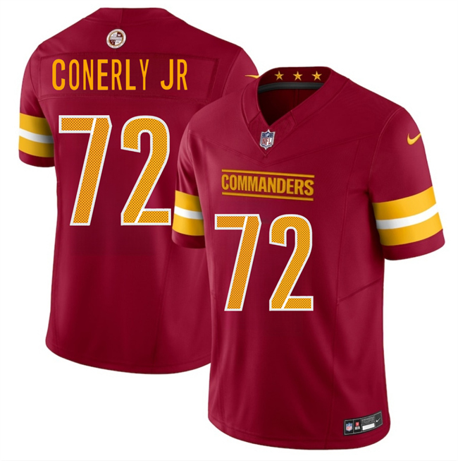 Men's Washington Commanders #72 Josh Conerly Jr Burgundy 2025 Draft F.U.S.E. Vapor Limited Football Stitched Jersey