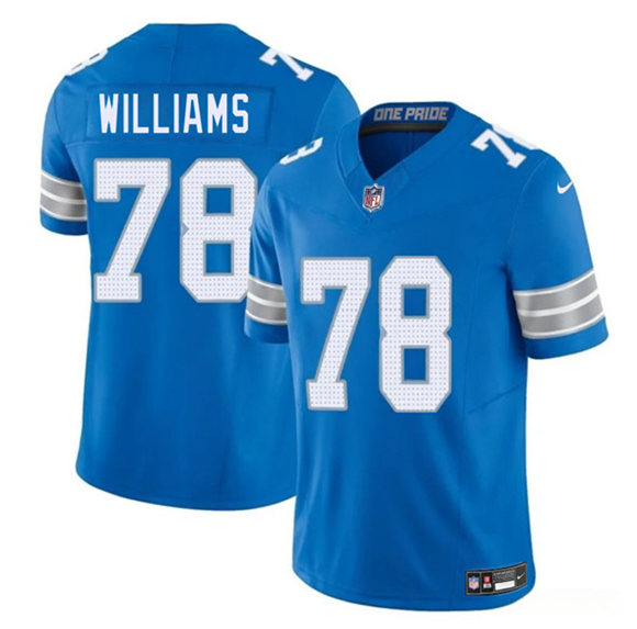 Men's Detroit Lions #78 Tyleik Williams Blue 2025 Draft F.U.S.E. Vapor Limited Football Stitched Jersey
