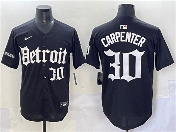 Men's Detroit Tigers #30 Kerry Carpenter Black 'Motor Gothic Edition' Vapor Premier Limited Stitched Baseball Jersey