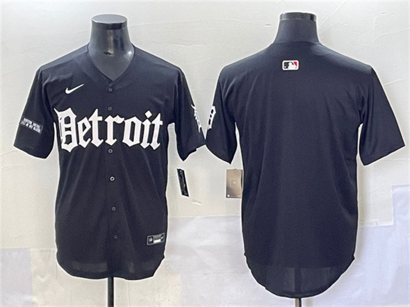 Men's Detroit Tigers Blank Black 'Motor Gothic Edition' Vapor Premier Limited Stitched Baseball Jersey