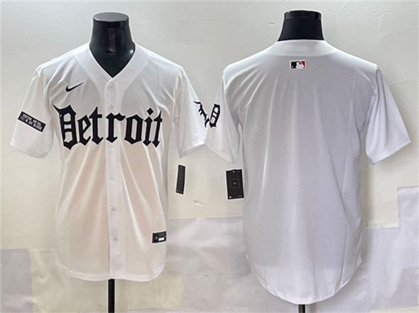 Men's Detroit Tigers Blank White 'Motor Gothic Edition' Vapor Premier Limited Stitched Baseball Jersey