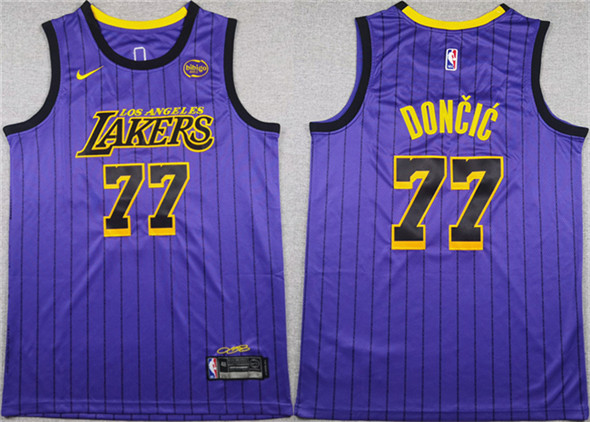 Men's Los Angeles Lakers #77 Luka Doncic Purple 2025 Stitched Basketball Jersey