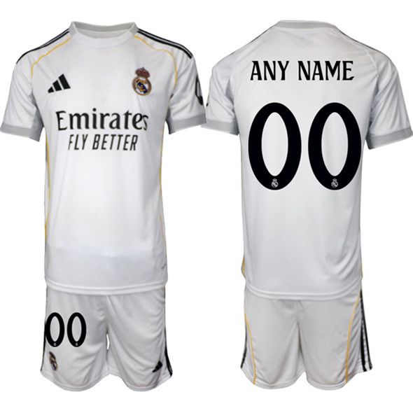 Men's Real Madrid Custom 25-26 White Home Soccer Jersey Suit