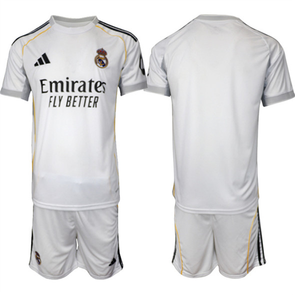 Men's Real Madrid Blank 25-26 White Home Soccer Jersey Suit