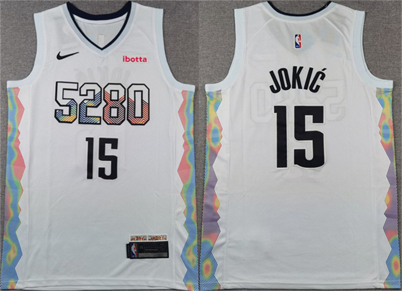 Men's Denver Nuggets #15 Nikola Jokic White 2024 25 City Edition Stitched Basketball Jersey