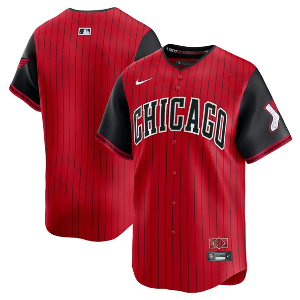 Men's Chicago White Sox Blank Red Black 2025 City Connect Limited Stitched Baseball Jersey
