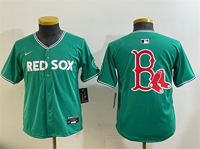 Youth Boston Red Sox Team Big Logo Green 2025 City Connect Limited Stitched Baseball Jersey