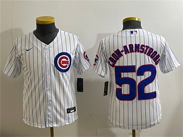 Youth Chicago Cubs #52 Pete Crow-Armstrong White Cool Base Stitched Baseball Jersey