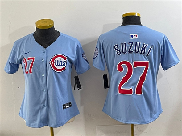 Youth Chicago Cubs #27 Seiya Suzuki Blue 2024-25 2nd Alternate Limited Stitched Baseball Jersey