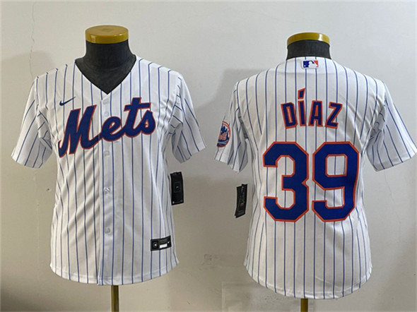 Youth New York Mets #39 Edwin Díaz White Cool Base Stitched Baseball Jersey