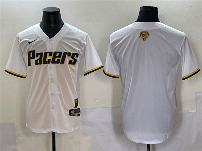 Men's Indiana Pacers Blank White 2025 Finals Vapor Stitched Baseball Jersey