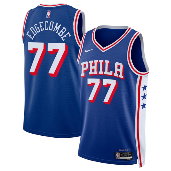 Men's Philadelphia 76ers #77 V. J. Edgecombe Royal 2025 Draft Icon Edition Stitched Jersey