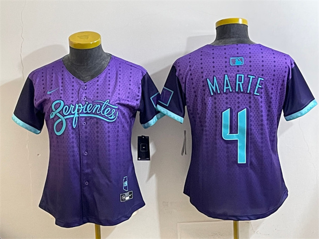 Women's Arizona Diamondbacks #4 Ketel Marte Purple 2025 City Connect Limited Stitched Baseball Jersey(Run Small)