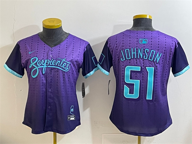 Women's Arizona Diamondbacks #51 Randy Johnson Purple 2025 City Connect Limited Stitched Baseball Jersey(Run Small)