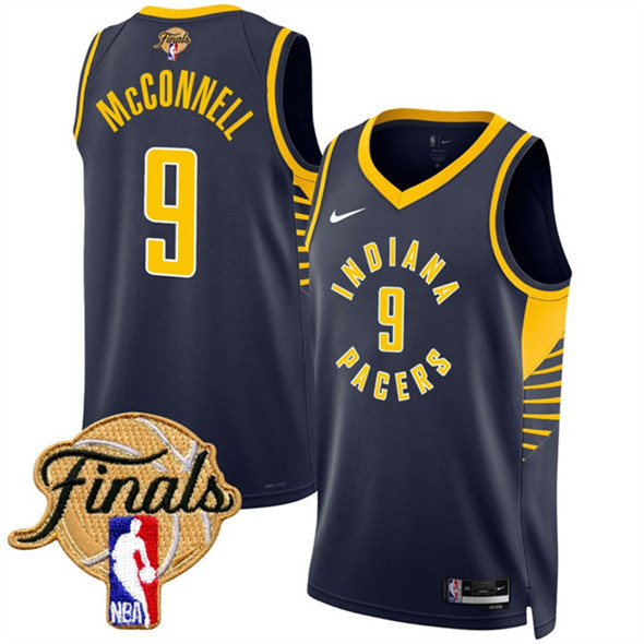 Men's Indiana Pacers #9 T.J. McConnell Navy 2025 Finals Icon Edition Stitched Basketball Jersey