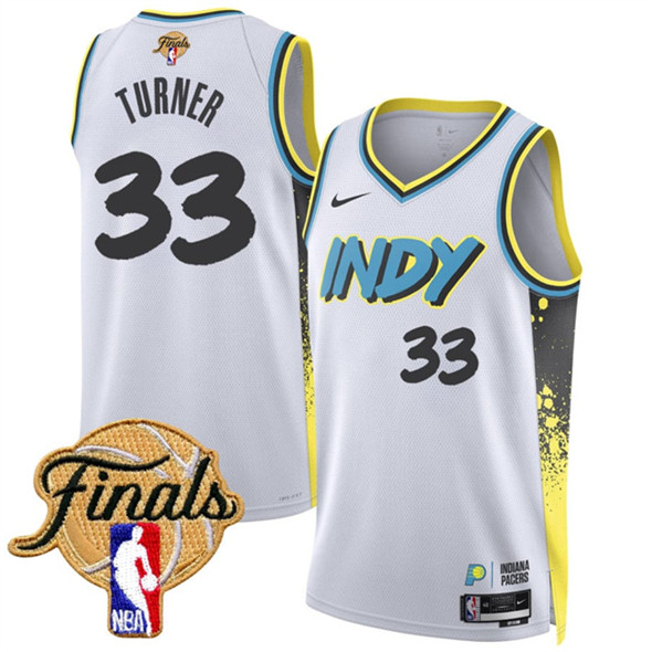 Men's Indiana Pacers #33 Myles Turner White 2024-25 City Edition Stitched Basketball Jersey