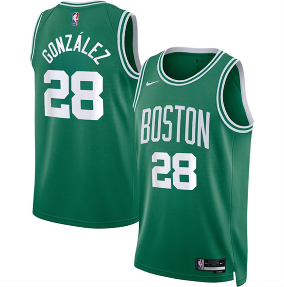 Men's Boston Celtics #28 Hugo González Kelly Green 2024 Draft Icon Edition Stitched Basketball Jersey