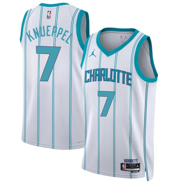 Men's Charlotte Hornets #7 Kon Knueppel White 2025 Draft Association Edition Stitched Basketball Jersey