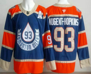Men's Edmonton Oilers #93 Ryan Nugent Hopkins Blue Heritage Classic Authentic Jersey