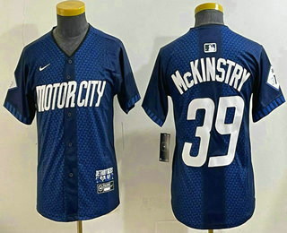 Youth Detroit Tigers #39 Zach McKinstry 2024 Navy City Connect Cool Base Limited Stitched Jersey