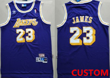 Men's Los Angeles Lakers Custom Purple Hardwood Classics Jersey