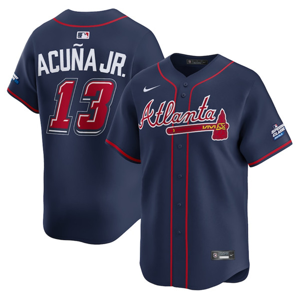 Men's Atlanta Braves #13 Ronald Acu?a Jr. Navy 2025 Speedway Classic Alternate Limited Stitched Baseball Jersey