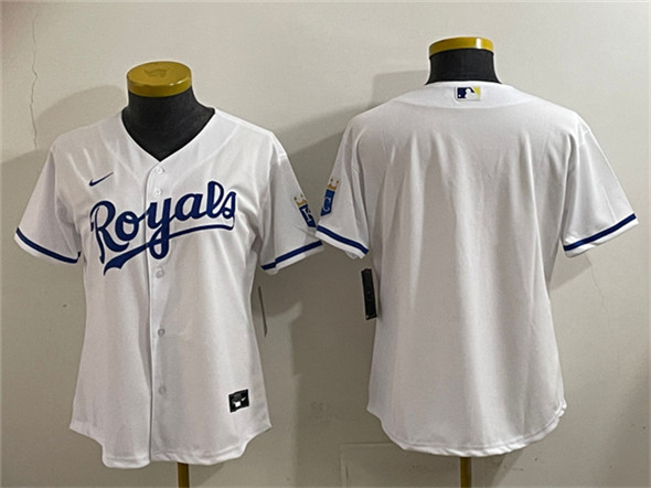 Women's Kansas City Royals Blank White Cool Base Stitched Jersey(Run Small)