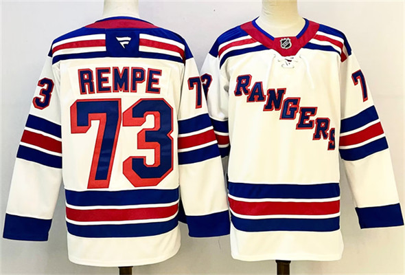 Men's New York Rangers #73 Matt Rempe White 2024-25 Away Stitched Hockey Jersey